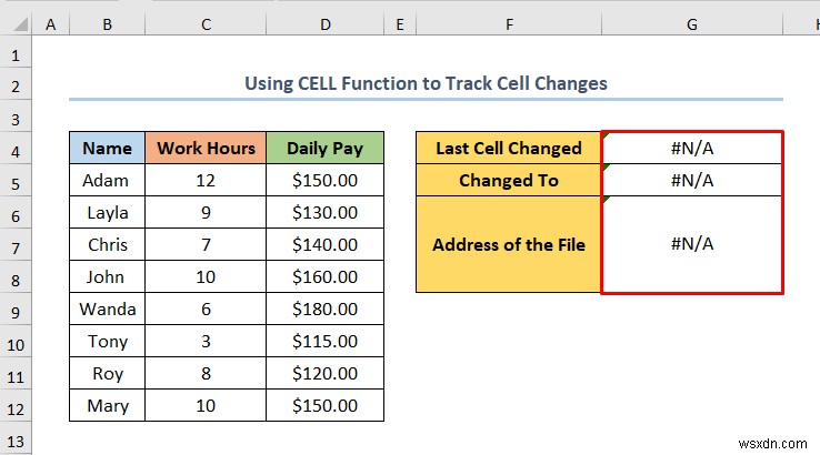 Cách sử dụng công thức để theo dõi thay đổi ô trong Excel (với các bước đơn giản)