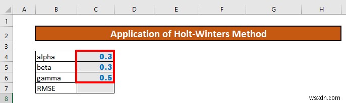 Thực hiện làm mịn theo cấp số nhân Holt-Winters trong Excel (với các bước đơn giản)