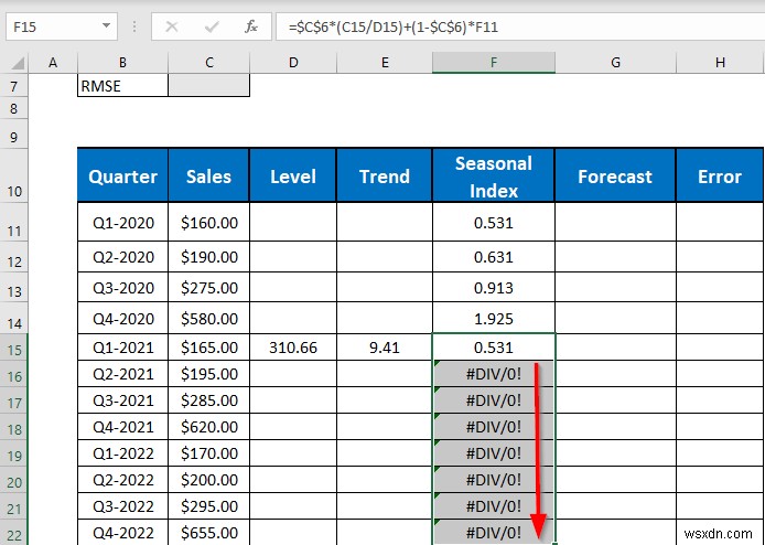 Thực hiện làm mịn theo cấp số nhân Holt-Winters trong Excel (với các bước đơn giản)