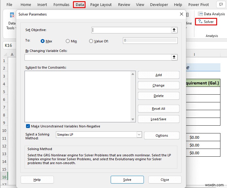 Cách giải quyết vấn đề lập trình tuyến tính kết hợp với Excel Solver