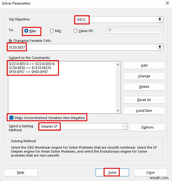 Cách giải quyết vấn đề lập trình tuyến tính kết hợp với Excel Solver