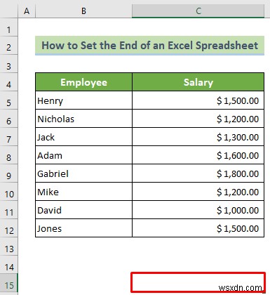 Cách đặt phần cuối của bảng tính Excel (3 cách hiệu quả)