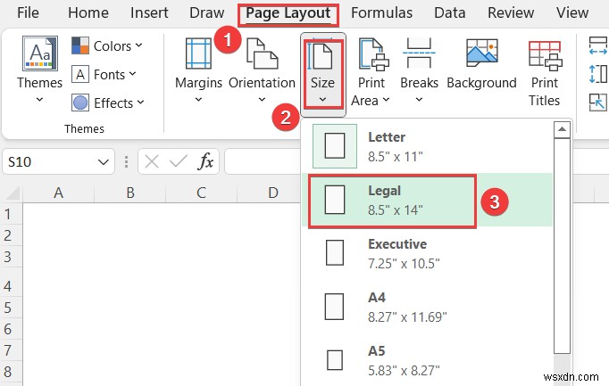Cách thêm khổ giấy hợp pháp trong Excel