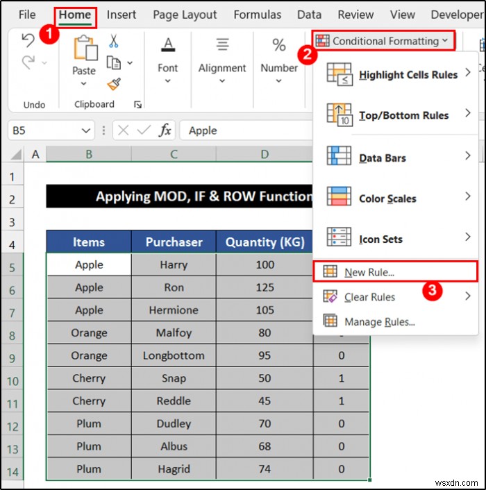 Cách thay thế màu hàng dựa trên nhóm trong Excel (6 phương pháp)