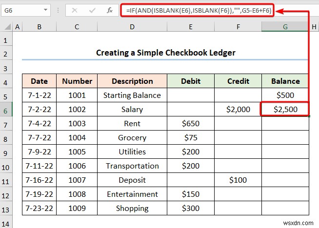Cách tạo sổ cái sổ séc trong Excel (2 ví dụ hữu ích)