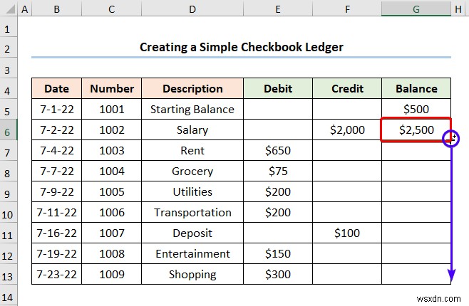 Cách tạo sổ cái sổ séc trong Excel (2 ví dụ hữu ích)