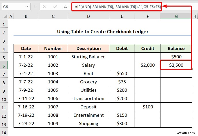 Cách tạo sổ cái sổ séc trong Excel (2 ví dụ hữu ích)