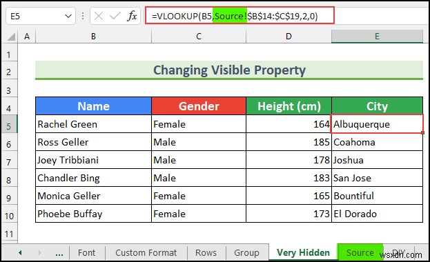 Cách ẩn dữ liệu nguồn VLOOKUP trong Excel (5 cách dễ dàng)