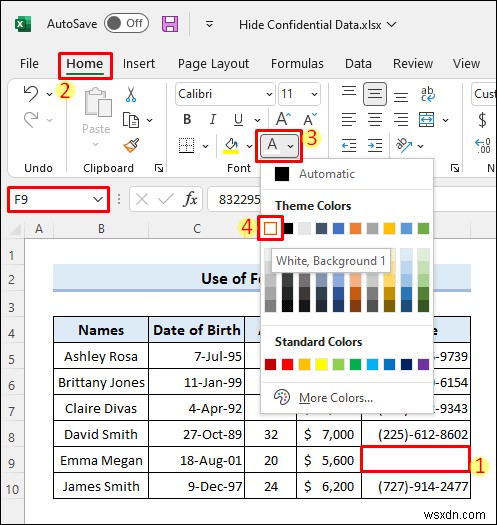 Cách ẩn dữ liệu bí mật trong Excel (5 cách dễ dàng)