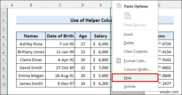 Cách ẩn dữ liệu bí mật trong Excel (5 cách dễ dàng)