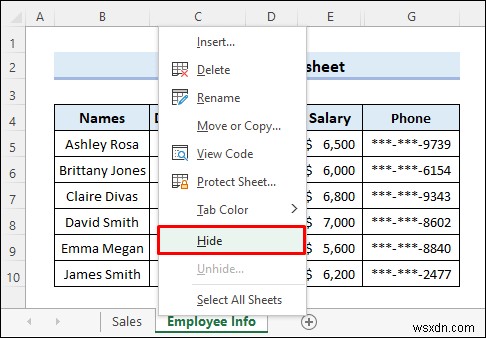 Cách ẩn dữ liệu bí mật trong Excel (5 cách dễ dàng)