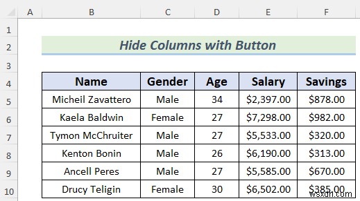 Cách ẩn cột bằng nút trong Excel (4 phương pháp phù hợp)