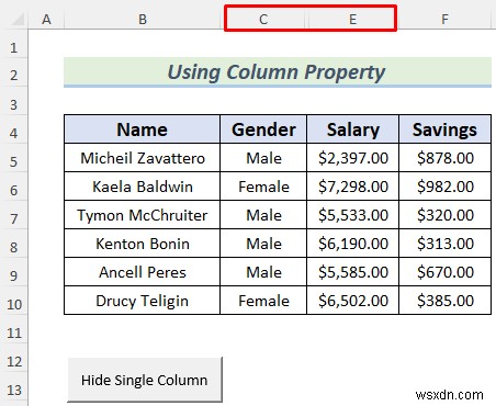 Cách ẩn cột bằng nút trong Excel (4 phương pháp phù hợp)