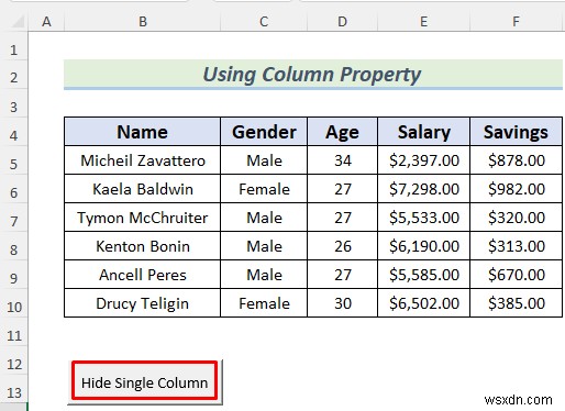 Cách ẩn cột bằng nút trong Excel (4 phương pháp phù hợp)