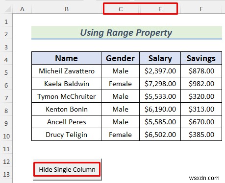 Cách ẩn cột bằng nút trong Excel (4 phương pháp phù hợp)