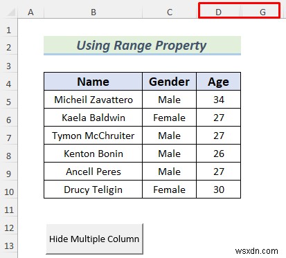 Cách ẩn cột bằng nút trong Excel (4 phương pháp phù hợp)