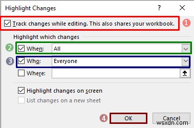 Cách bật Theo dõi thay đổi trong Excel (với Tùy chỉnh)