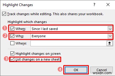 Cách bật Theo dõi thay đổi trong Excel (với Tùy chỉnh)