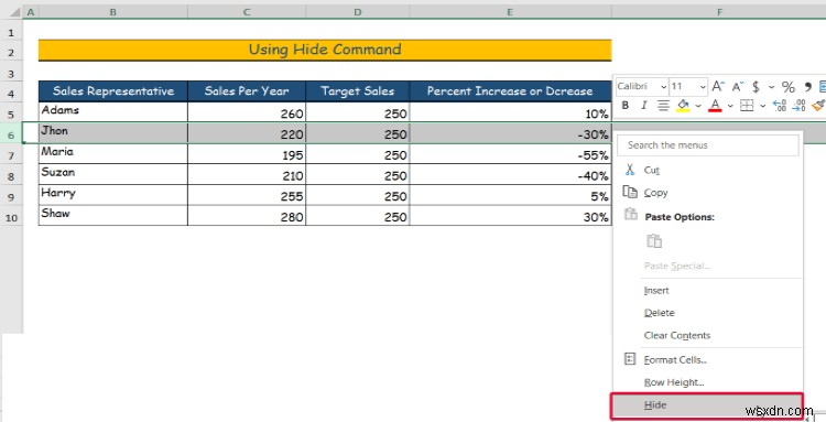 Cách ẩn dữ liệu trong Excel (6 cách dễ dàng)