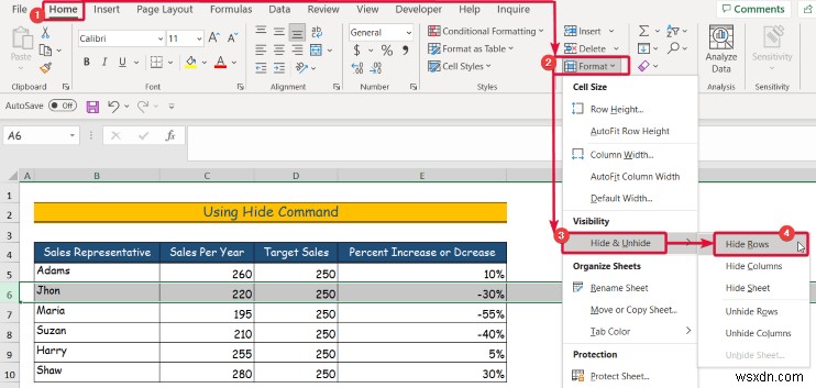 Cách ẩn dữ liệu trong Excel (6 cách dễ dàng)