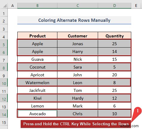 Cách tô màu hàng thay thế dựa trên giá trị ô trong Excel