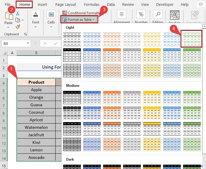 Cách tô màu hàng thay thế dựa trên giá trị ô trong Excel