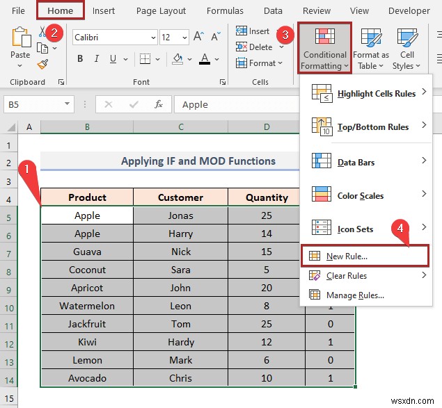 Cách tô màu hàng thay thế dựa trên giá trị ô trong Excel