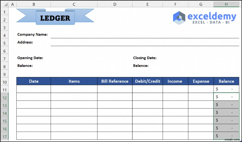 Cách duy trì sổ cái trong Excel (với các bước đơn giản)