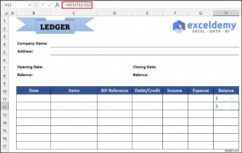 Cách duy trì sổ cái trong Excel (với các bước đơn giản)