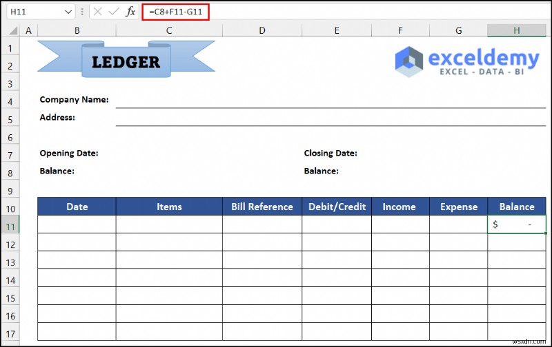 Cách duy trì sổ cái trong Excel (với các bước đơn giản)