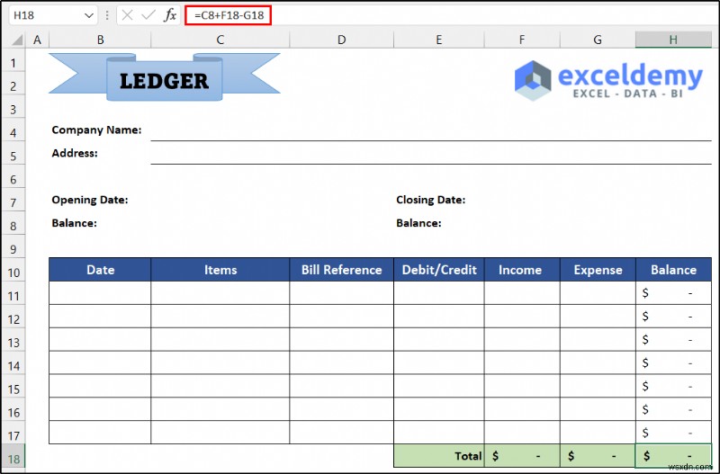 Cách duy trì sổ cái trong Excel (với các bước đơn giản)