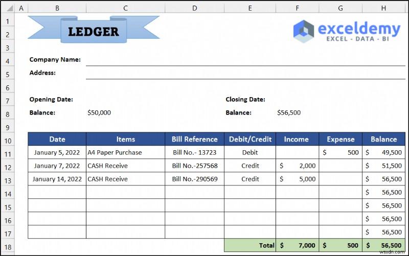 Cách duy trì sổ cái trong Excel (với các bước đơn giản)