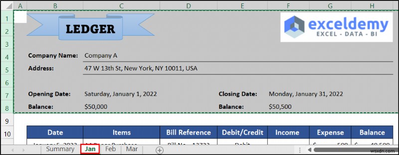 Cách duy trì sổ cái trong Excel (với các bước đơn giản)