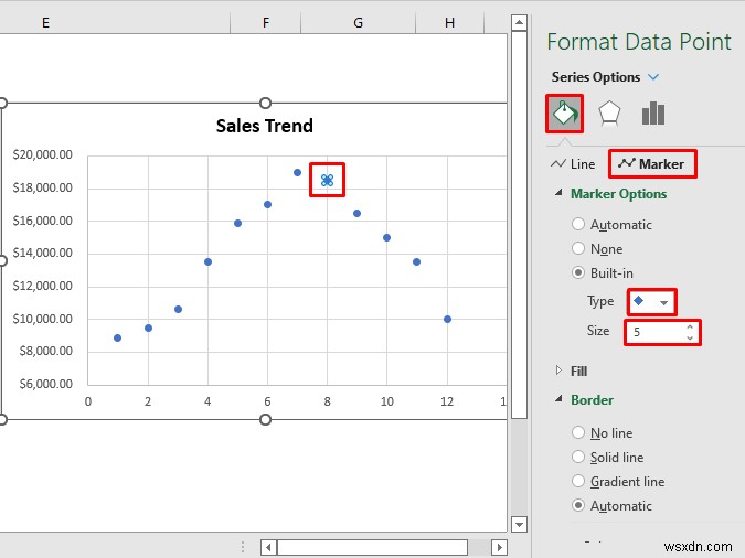 Cách thêm điểm đánh dấu cho mỗi tháng trong Excel (Với các bước đơn giản)