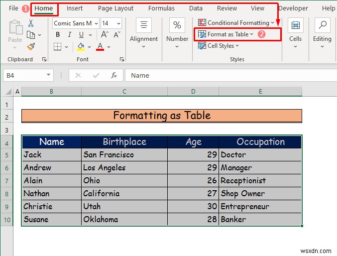 Cách tô bóng cho mọi hàng khác trong Excel (3 cách)