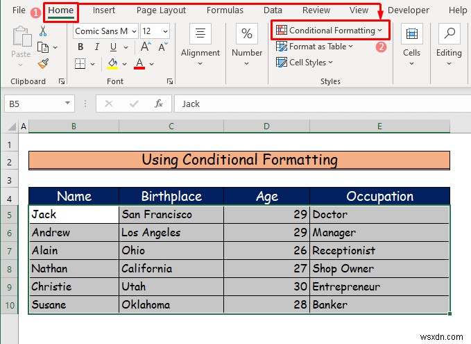 Cách tô bóng cho mọi hàng khác trong Excel (3 cách)