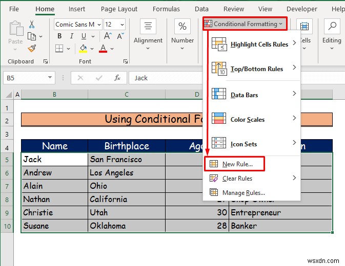 Cách tô bóng cho mọi hàng khác trong Excel (3 cách)