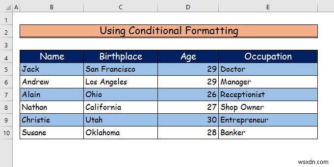 Cách tô bóng cho mọi hàng khác trong Excel (3 cách)