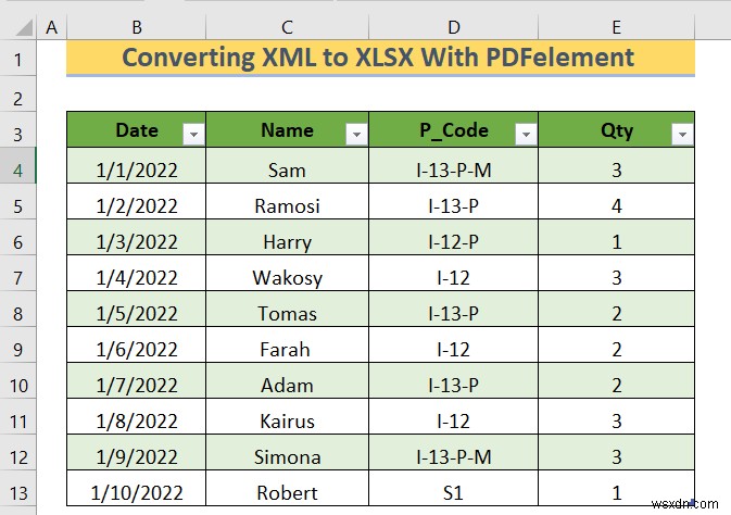 Cách chuyển đổi XML sang XLSX mà không cần mở tệp