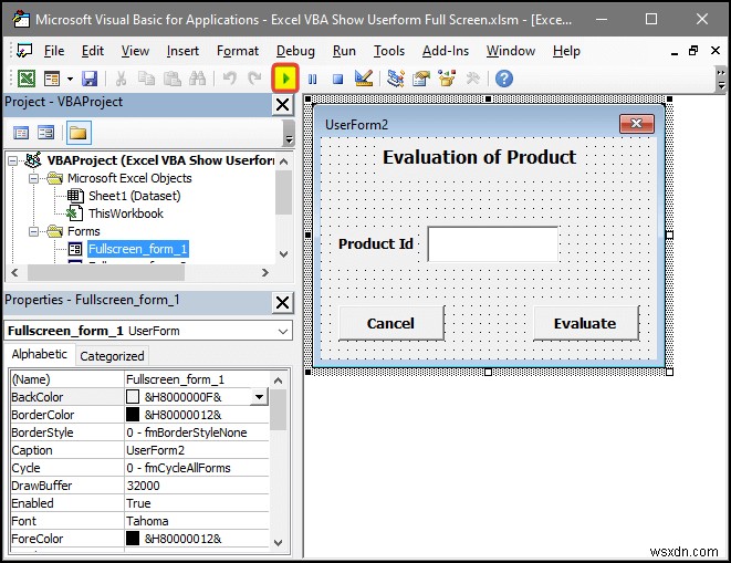 Excel VBA:Hiển thị biểu mẫu người dùng ở chế độ toàn màn hình (4 cách dễ dàng)