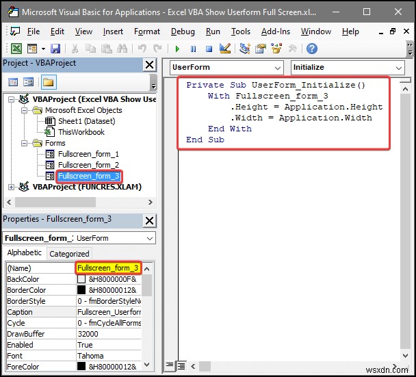 Excel VBA:Hiển thị biểu mẫu người dùng ở chế độ toàn màn hình (4 cách dễ dàng)