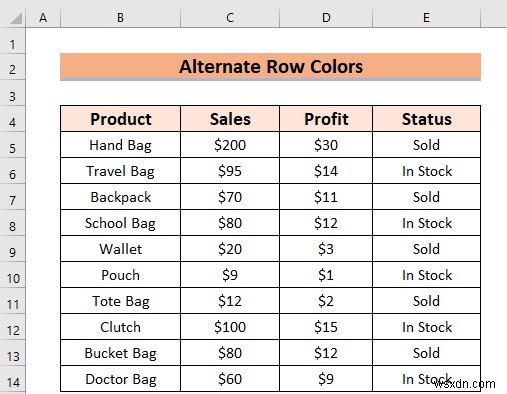 Cách thay thế màu hàng trong Excel mà không có bảng (5 phương pháp)