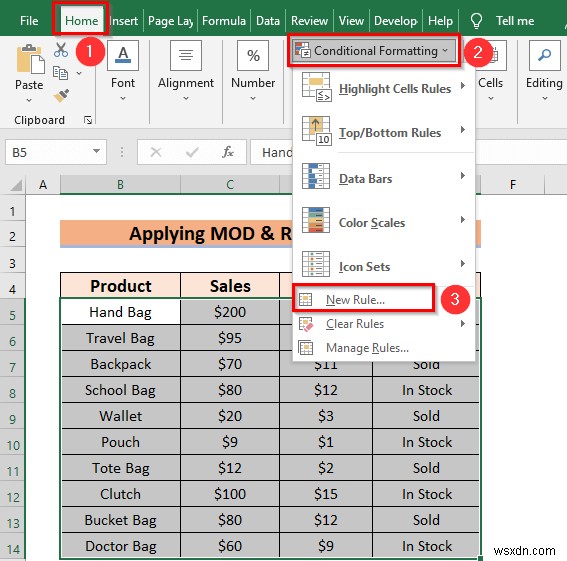 Cách thay thế màu hàng trong Excel mà không có bảng (5 phương pháp)