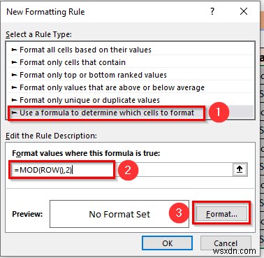 Cách thay thế màu hàng trong Excel mà không có bảng (5 phương pháp)