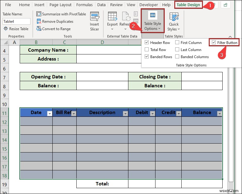 Cách tạo sổ cái trong Excel (với các bước đơn giản)