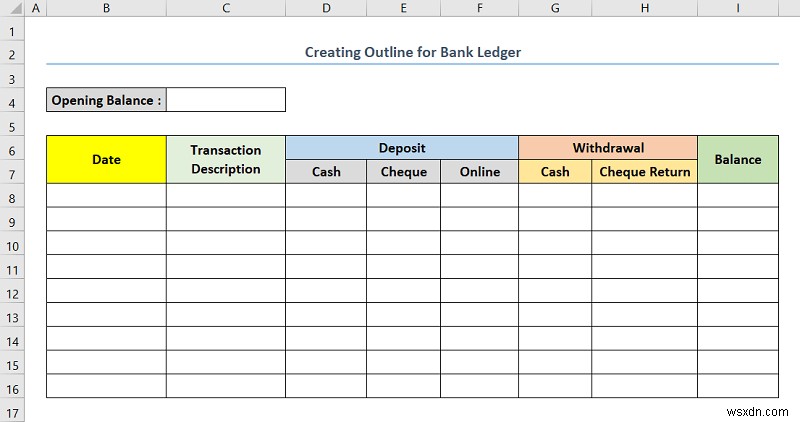 Cách tạo sổ cái ngân hàng trong Excel (với các bước đơn giản)