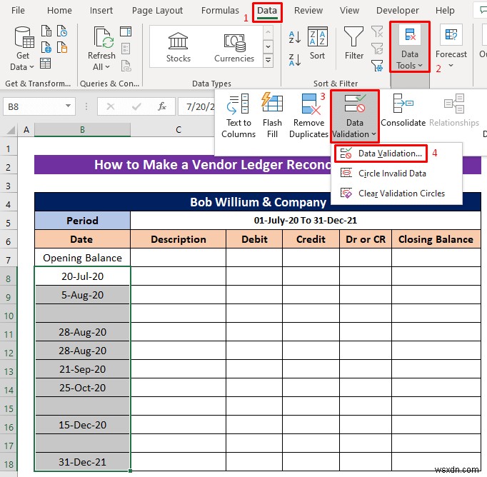 Cách tạo định dạng đối chiếu sổ cái của nhà cung cấp trong Excel