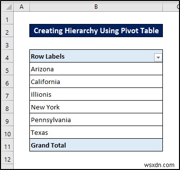 Cách tạo thứ bậc trong Excel Pivot Table (với các bước đơn giản)