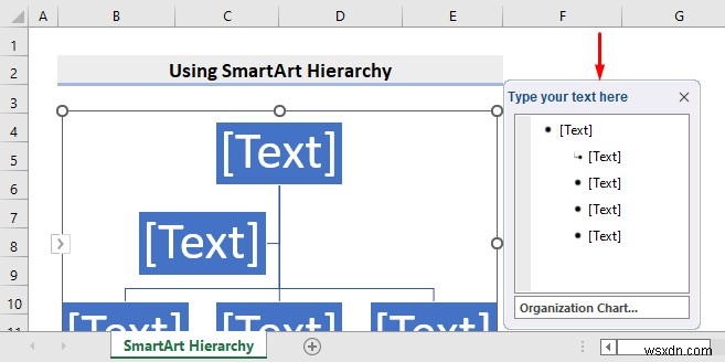 Cách sử dụng cấu trúc phân cấp SmartArt trong Excel (Với các bước đơn giản)