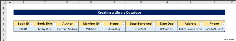 Cách tạo cơ sở dữ liệu thư viện trong Excel (với các bước đơn giản)